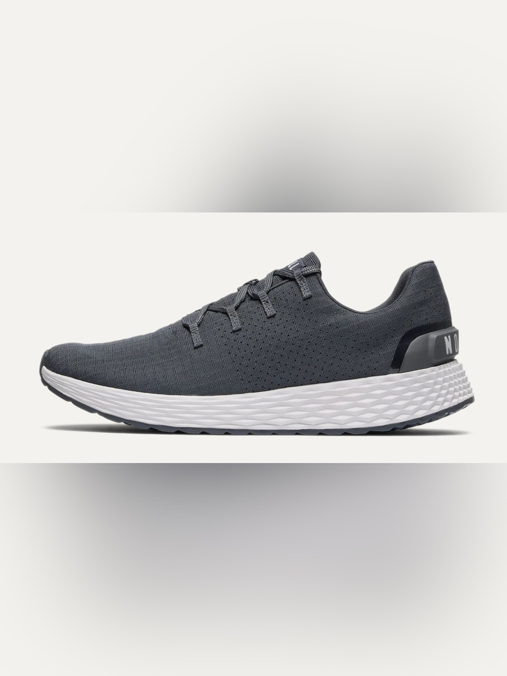 Men's Grey Knit Athletic Running Shoe with White Midsole